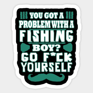 Fishing, fishing, natural fishing rod, gift idea, boy. Sticker